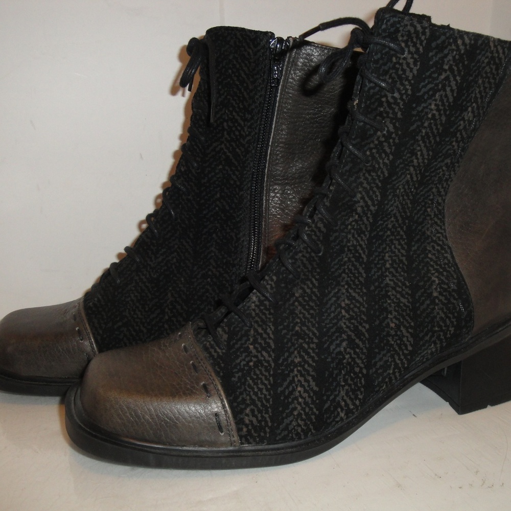 Naot Gray/Patterned Leather Combat Boot - image 1